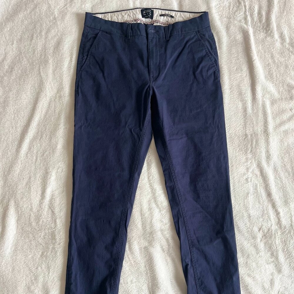 Ben Sherman Navy Blue Slim Fit Stretch Pants Men's 34W x 32L